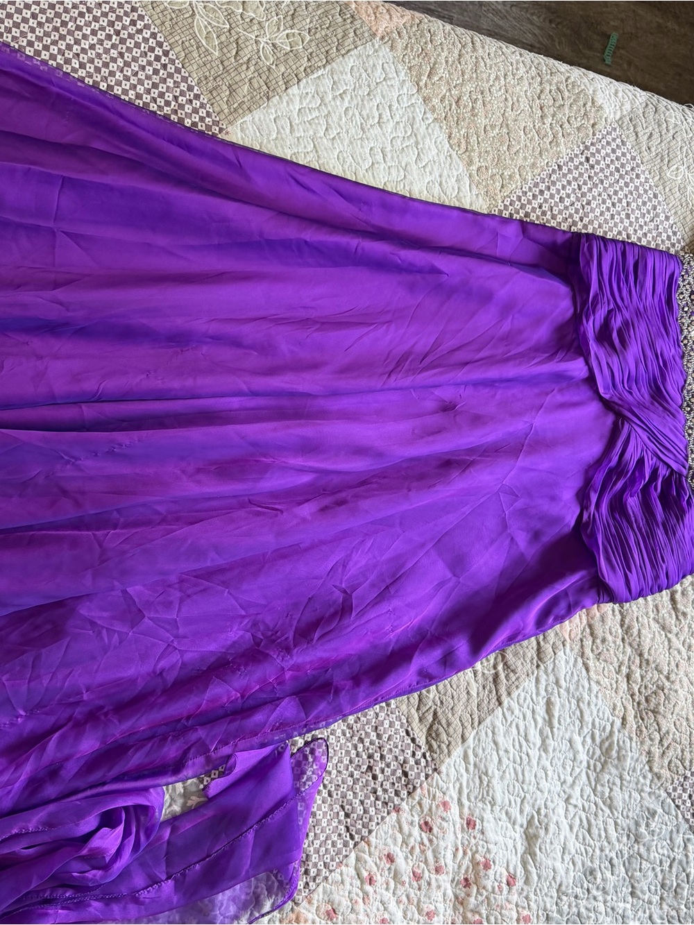 Dancing Queen Strapless Chiffon Gown in Vivid Purple